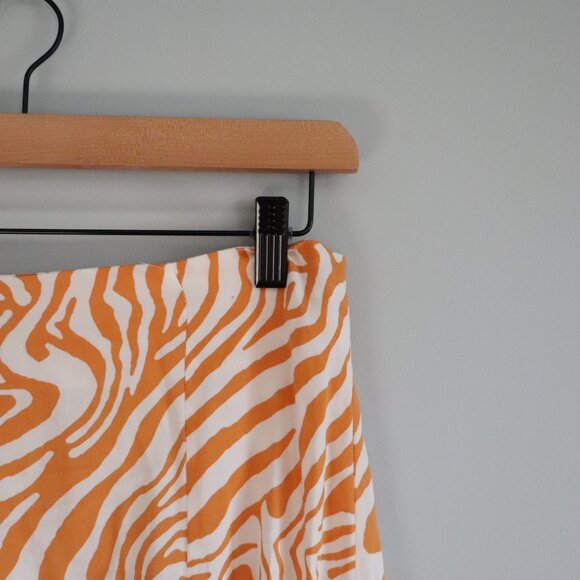 Primark Maxi Pull On Side Slit Orange Zebra Sz 2 Lightweight Semi Sheer Skirt - Picture 4 of 12
